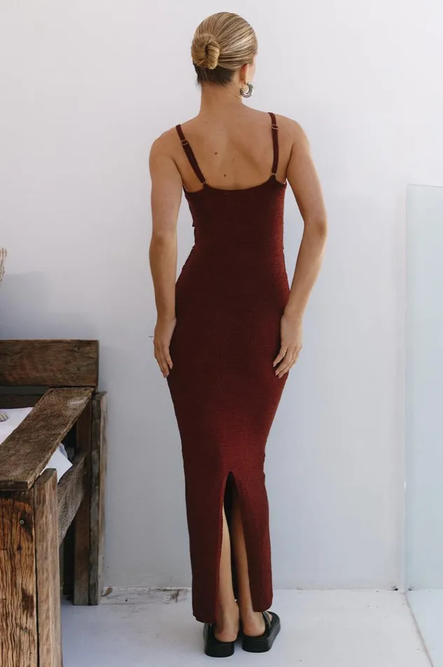 Women Midi Dresses Runaway The Label NORMANI MIDI DRESS Chocolate