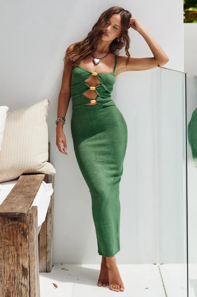 Women Midi Dresses Runaway The Label NORMANI MIDI DRESS Olive