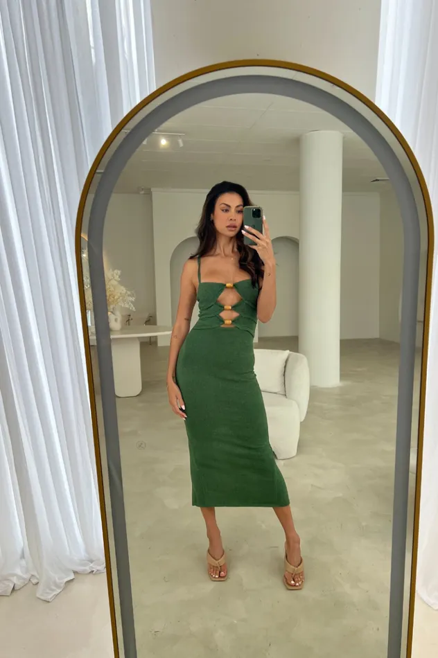 Women Midi Dresses Runaway The Label NORMANI MIDI DRESS Olive
