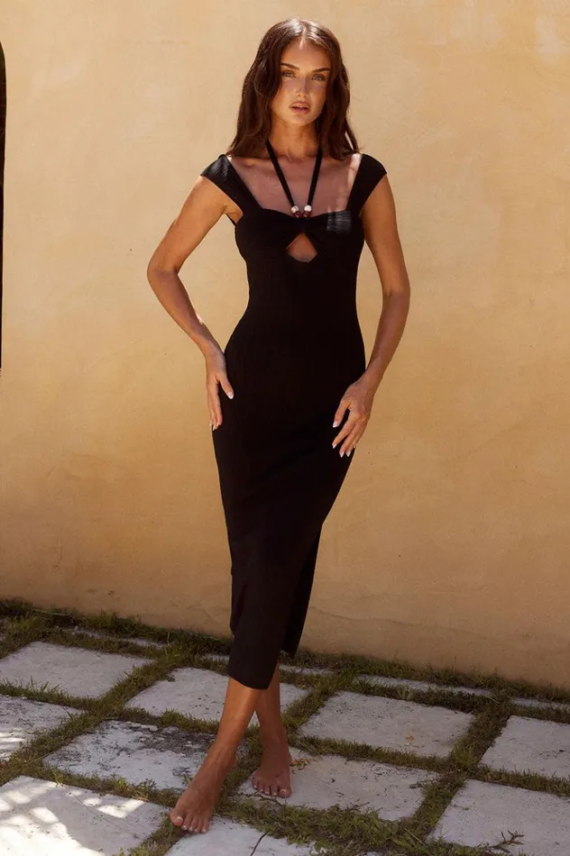 Women Midi Dresses Runaway The Label SASKIA MIDI DRESS Black