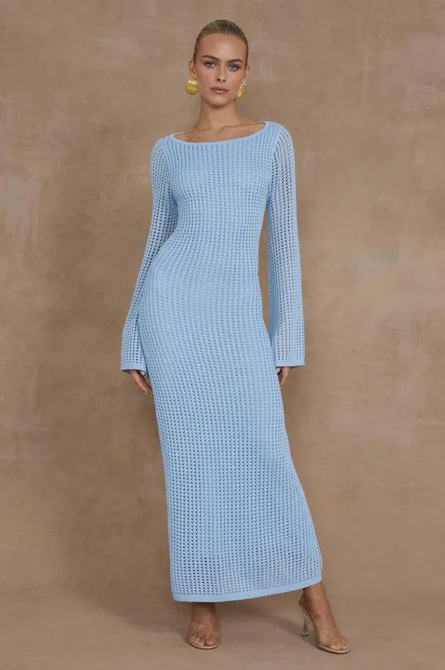 Women Midi Dresses Runaway The Label TASHANI MIDI DRESS Light Blue