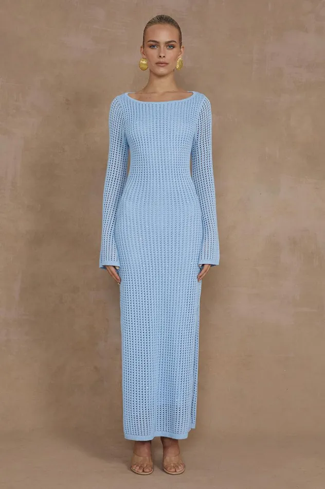 Women Midi Dresses Runaway The Label TASHANI MIDI DRESS Light Blue