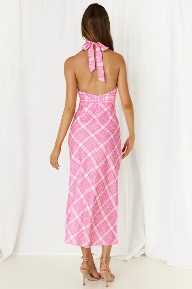 Women Midi Dresses Runaway The Label Valence Midi Slip Pink Check Women Midi Dresses Runaway The Label Valence Midi Slip Pink Check