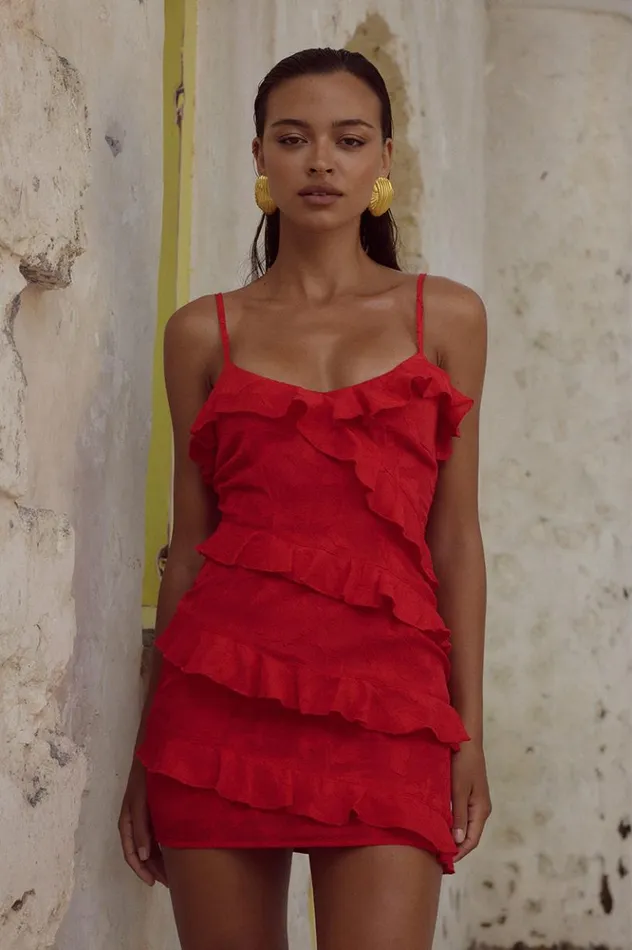 Women Mini Dresses Runaway The Label AISHA MINI DRESS Red