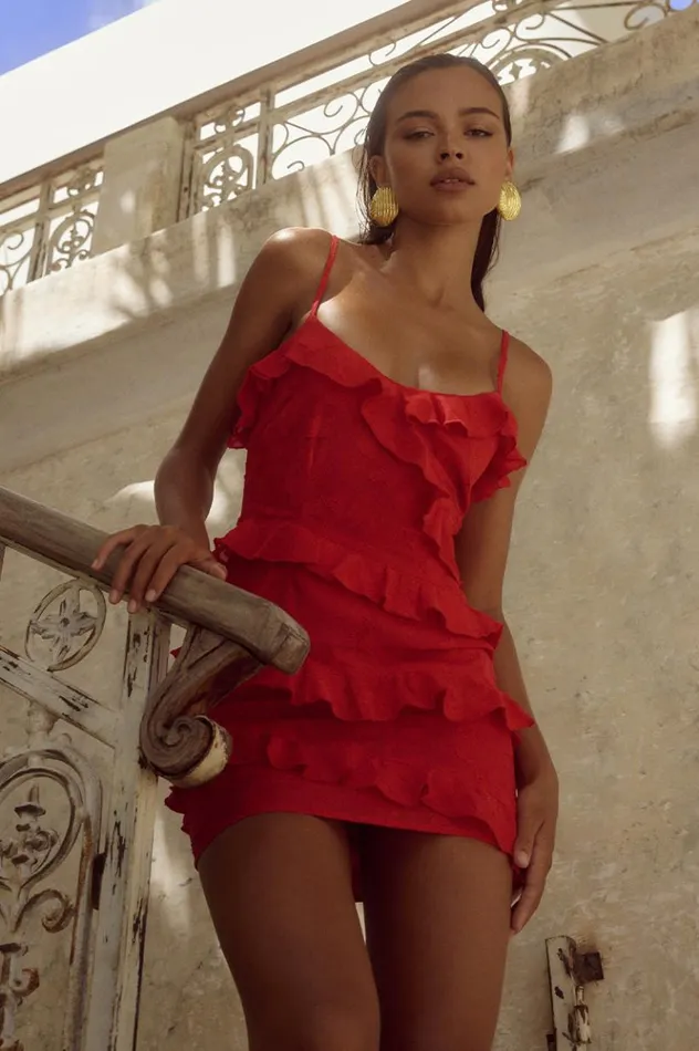 Women Mini Dresses Runaway The Label AISHA MINI DRESS Red
