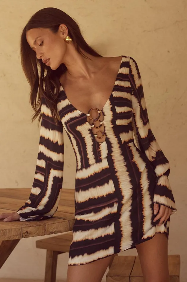 Women Mini Dresses Runaway The Label AZURE MINI DRESS Noria Print