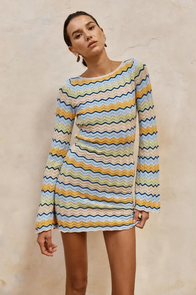 Women Mini Dresses Runaway The Label ISABO MINI DRESS Blue Multi