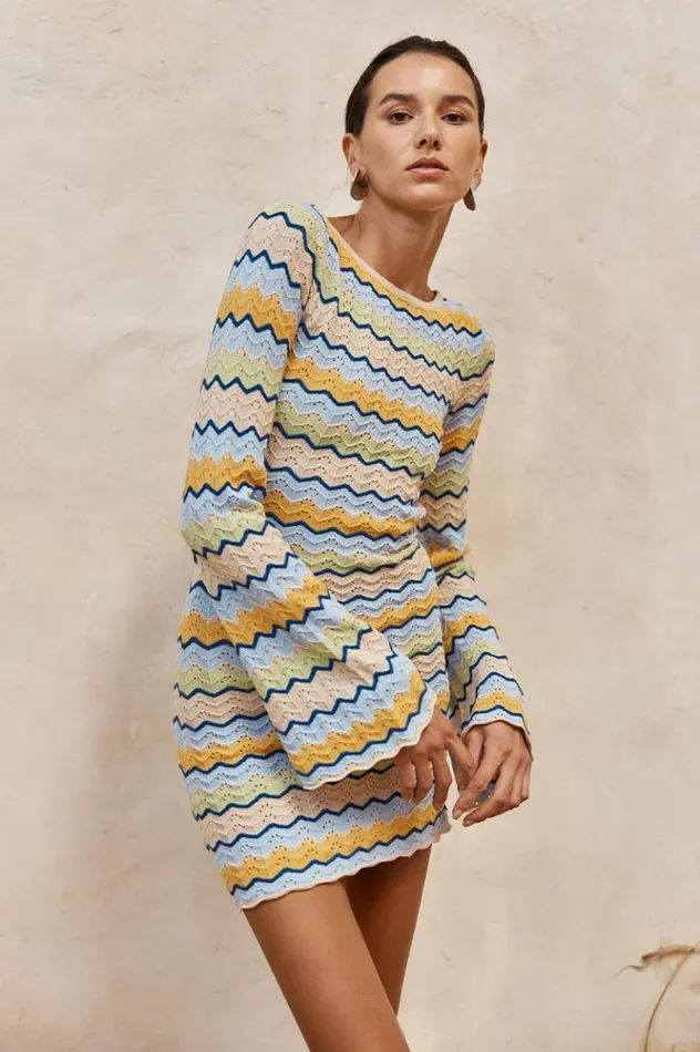 Women Mini Dresses Runaway The Label ISABO MINI DRESS Blue Multi