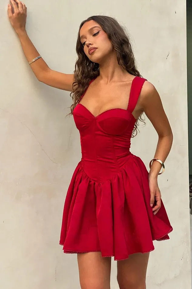 Women Mini Dresses Runaway The Label JOELLE MINI DRESS Red
