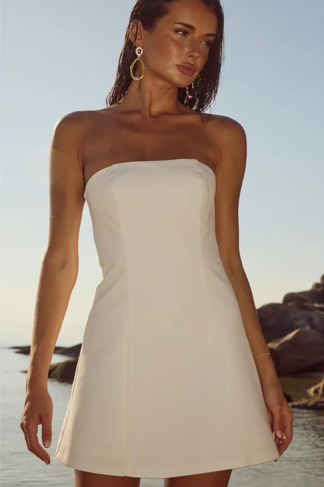 Women Mini Dresses Runaway The Label LOLANA MINI DRESS Ivory
