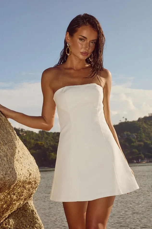 Women Mini Dresses Runaway The Label LOLANA MINI DRESS Ivory