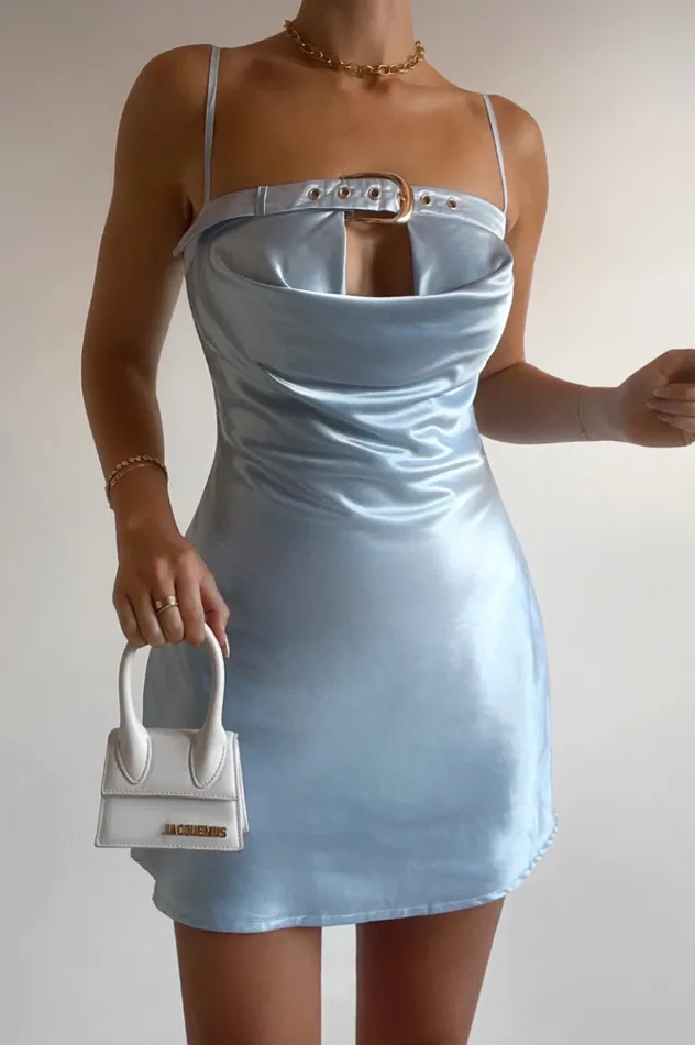 Women Mini Dresses Runaway The Label LOXANA MINI DRESS Sky Blue