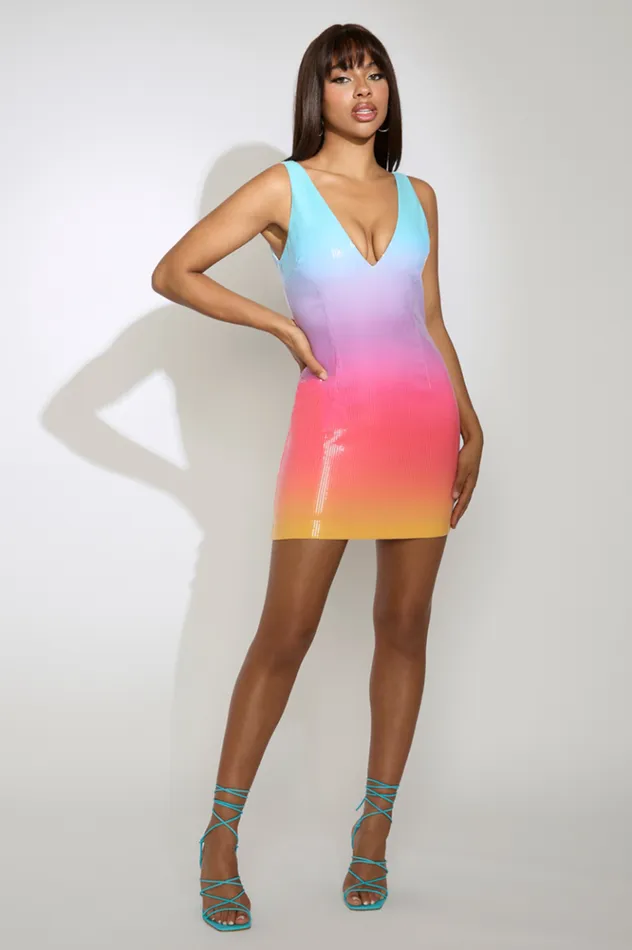 Women Mini Dresses Runaway The Label MALIBU MINI DRESS Rainbow Women Mini Dresses Runaway The Label MALIBU MINI DRESS Rainbow