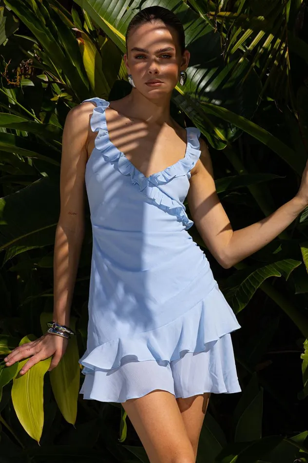 Women Mini Dresses Runaway The Label MINCIA MINI DRESS Sky