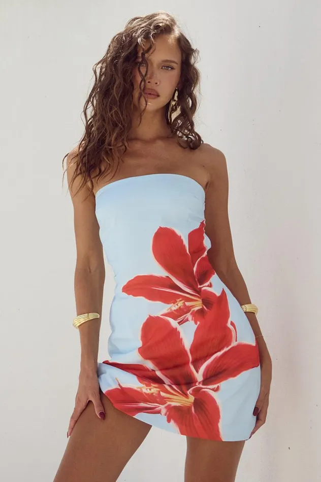 Women Mini Dresses Runaway The Label PRIMROSE MINI DRESS Red Lily