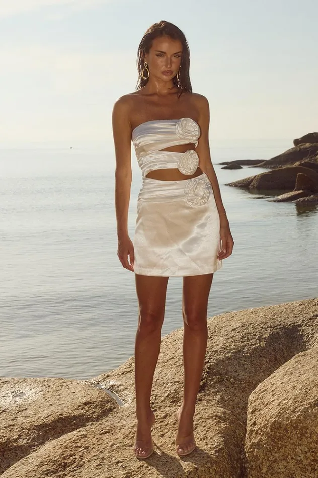Women Mini Dresses Runaway The Label PRIYA MINI DRESS Ivory