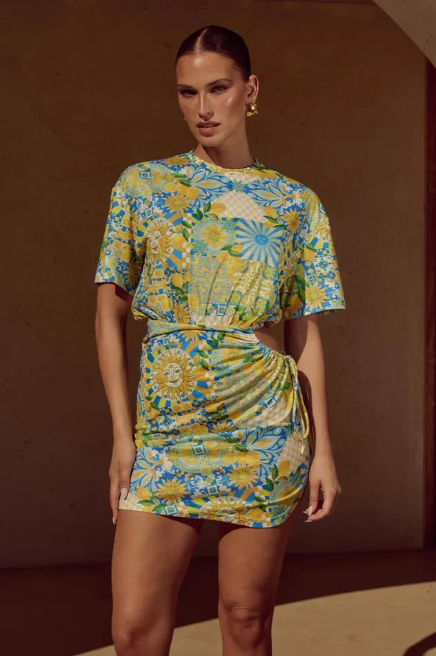 Women Mini Dresses Runaway The Label SARICO MINI DRESS Anacapri Lemon