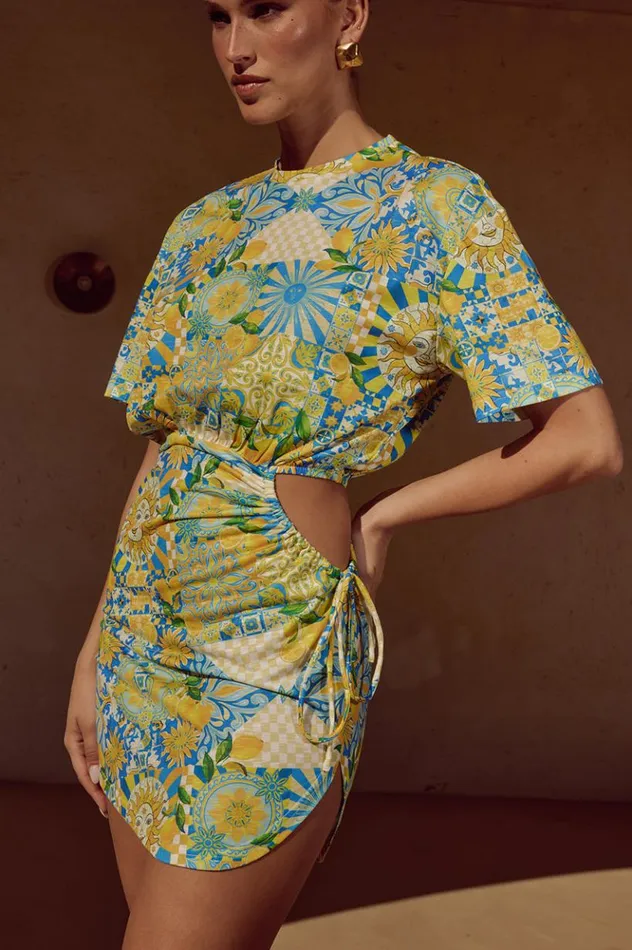 Women Mini Dresses Runaway The Label SARICO MINI DRESS Anacapri Lemon