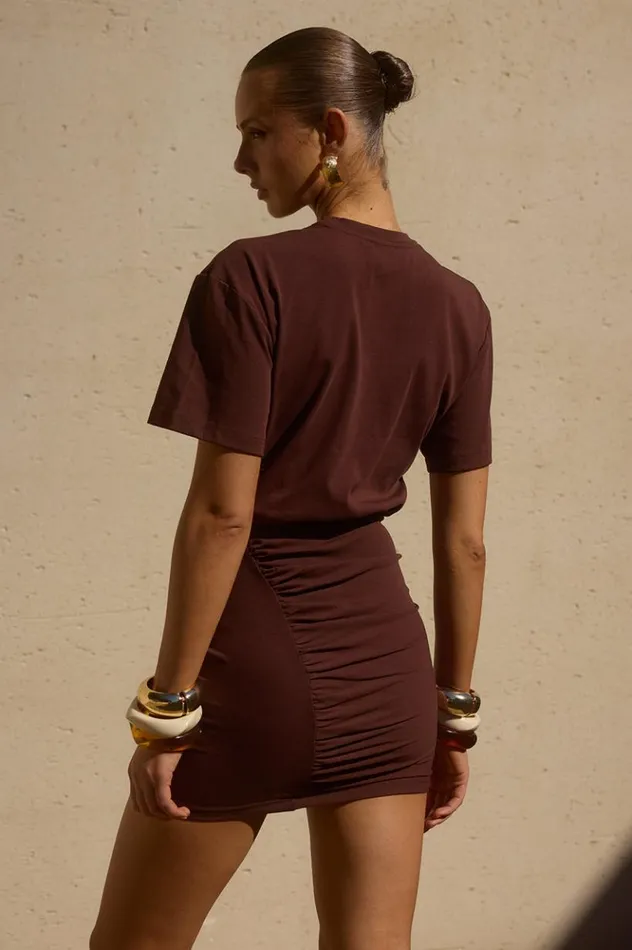 Women Mini Dresses Runaway The Label TAYLOR MINI DRESS Chocolate