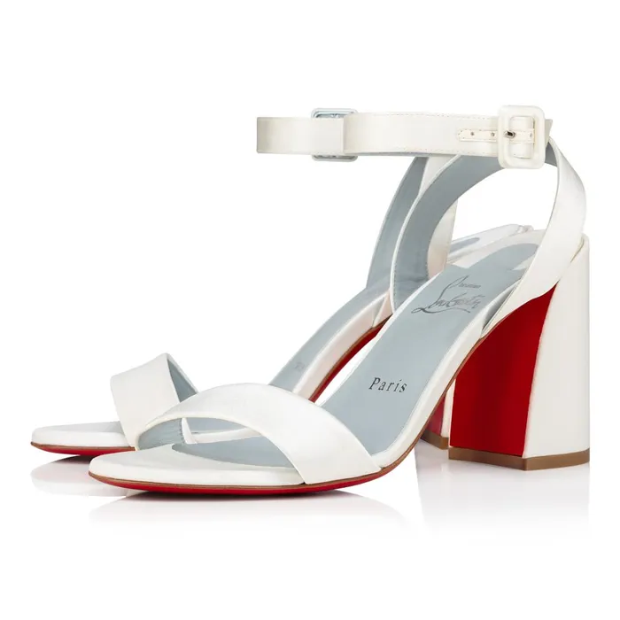 Women Miss Sabina 85 Mm Sandals 8211 Crepe Satin 8211 Ivory White Christian Louboutin Sandals and Slides