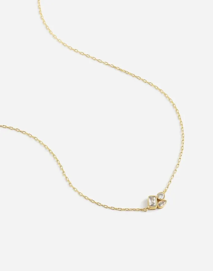 Women MixedCut Crystal Cluster Necklace Pale Gold Madewell Jewelry