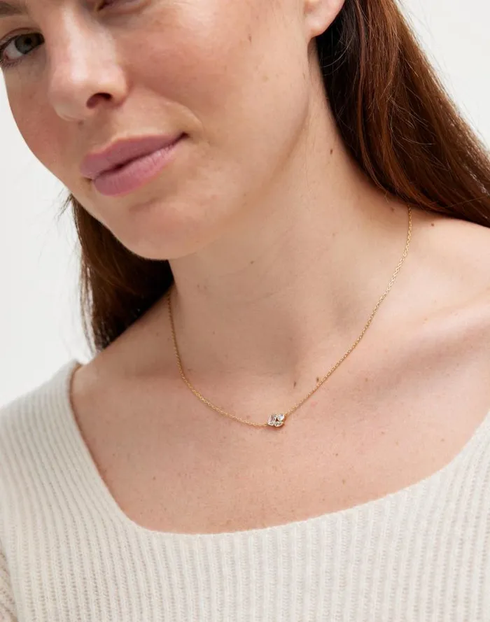 Women MixedCut Crystal Cluster Necklace Pale Gold Madewell Jewelry