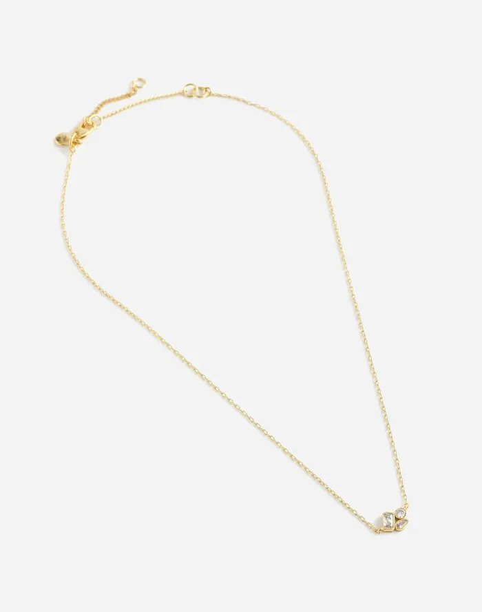Women MixedCut Crystal Cluster Necklace Pale Gold Madewell Jewelry