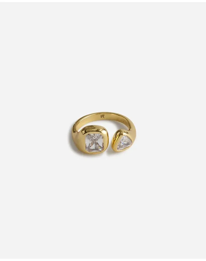 Women MixedCut Crystal Open Ring Pale Gold Madewell Jewelry