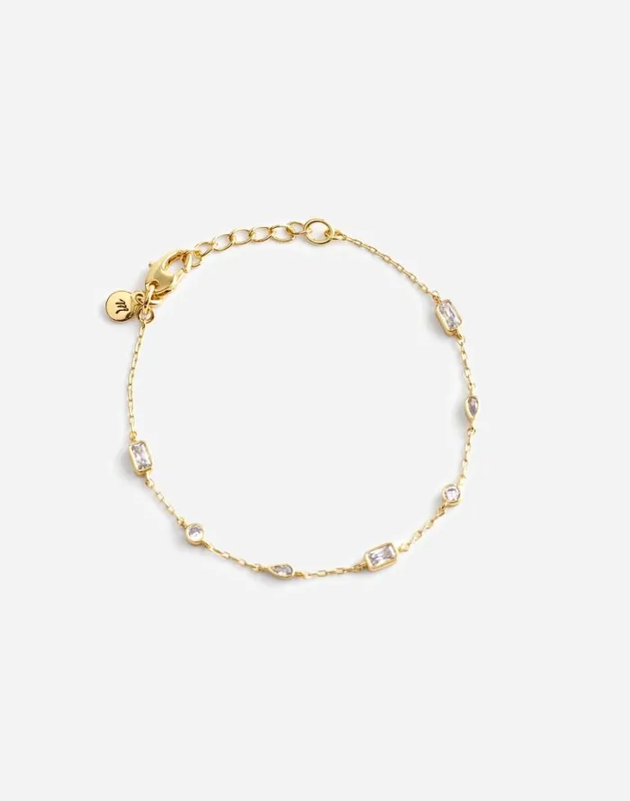 Women MixedCut Crystal Station Bracelet Pale Gold Madewell Jewelry