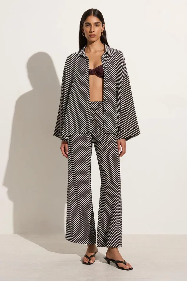 Women Monforte Pant Toscano Stripe Black Faithfull The Brand Pants