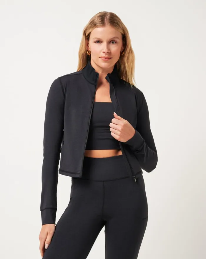 Women MOVEKNIT FULL ZIP Heather Black TravisMathew Hoodies and Pullovers