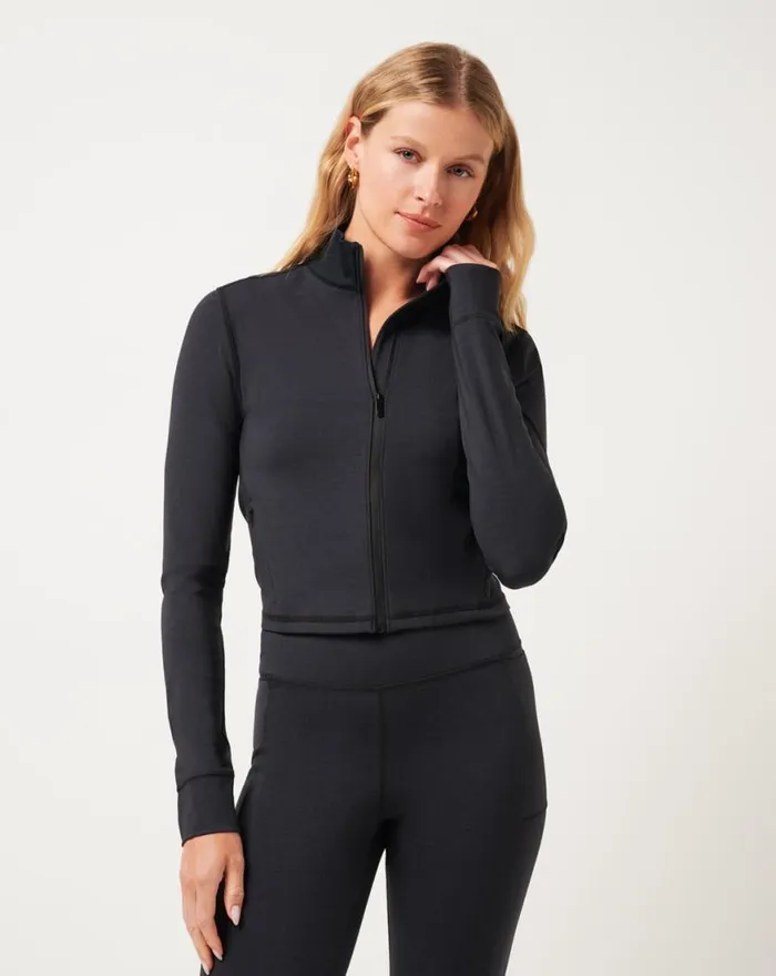Women MOVEKNIT FULL ZIP Heather Black TravisMathew Hoodies and Pullovers