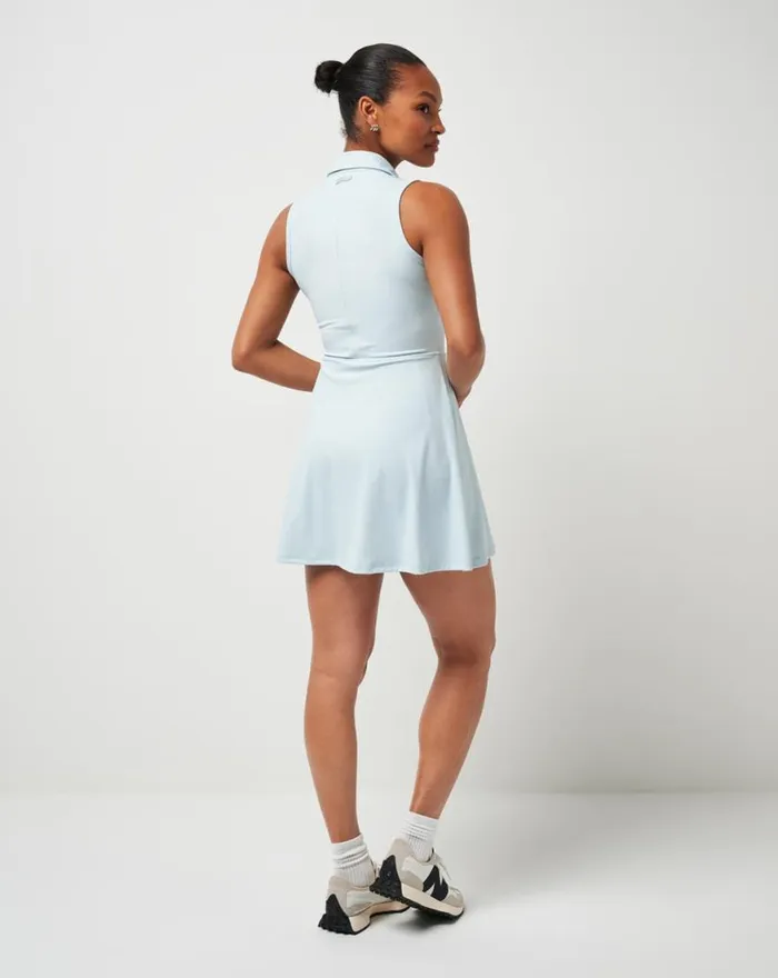 Women MOVEKNIT SLEEVELESS POLO DRESS 20 Heather Baby Blue TravisMathew Dresses