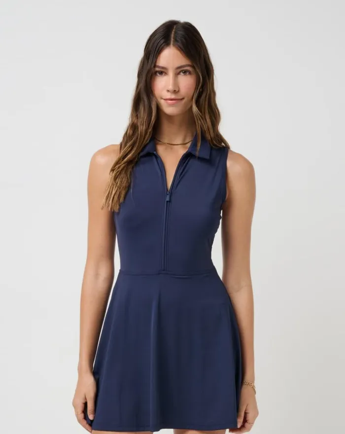 Women MOVEKNIT SLEEVELESS POLO DRESS 20 Navy Blazer TravisMathew Dresses