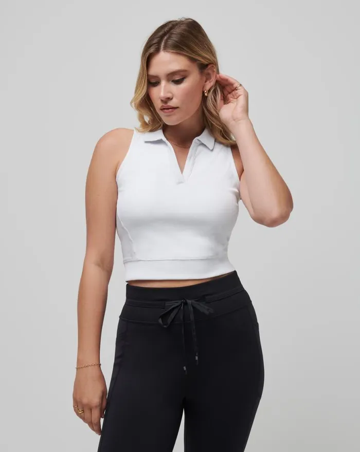 Women MOVEKNIT SLEEVELESS VNECK POLO White TravisMathew Polos