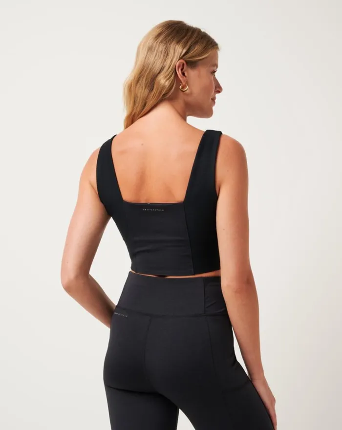 Women MOVEKNIT SPORT TOP Heather Black TravisMathew Active Tops