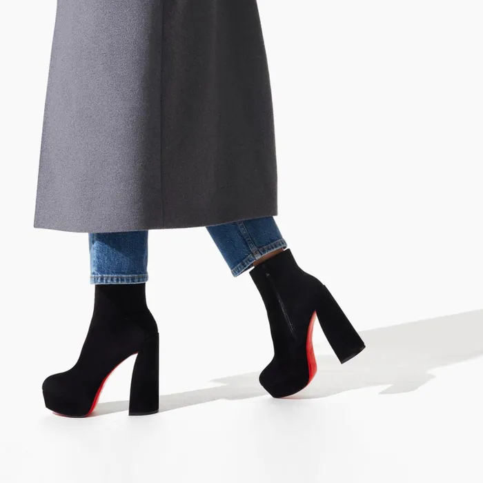 Women Movida Booty 130 Mm Ankle Boots 8211 Suede Calf 8211 Black Black Christian Louboutin Platforms