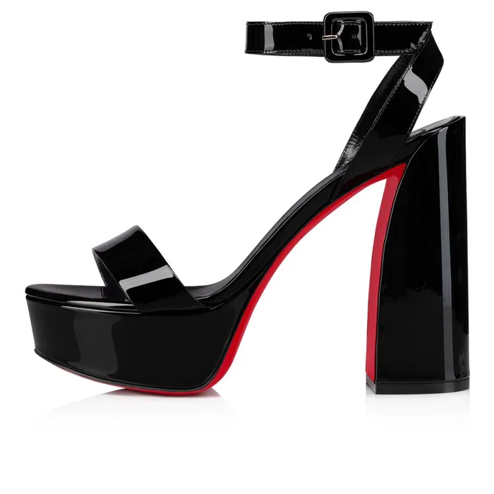 Women Movida Sabina 130 Mm Sandals 8211 Patent Calf Leather 8211 Black Black Christian Louboutin Platforms