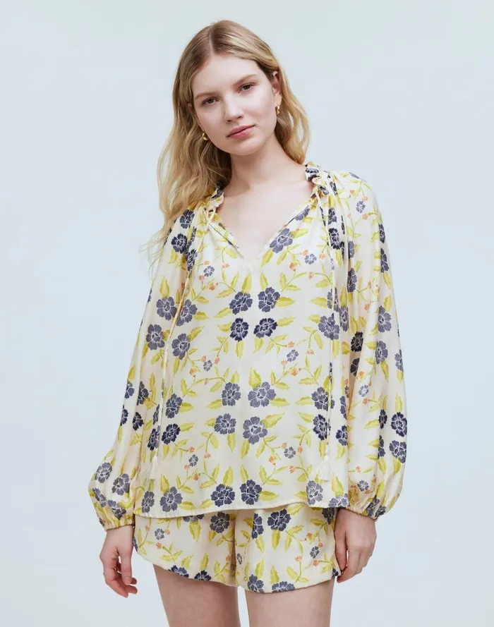 Women Natalie Martin Penny Blouse Prairie Indigo Madewell Tops and Shirts