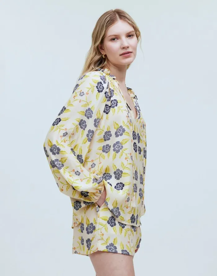 Women Natalie Martin Penny Blouse Prairie Indigo Madewell Tops and Shirts
