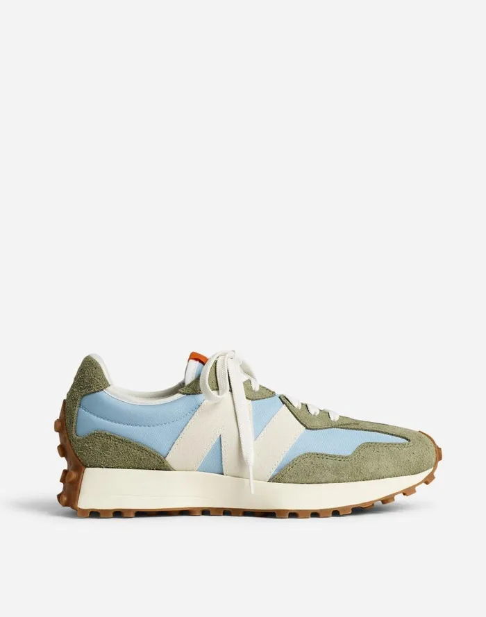Women New Balance Unisex 327 Sneakers Dark Olivine Chrome Blue Madewell Sneakers