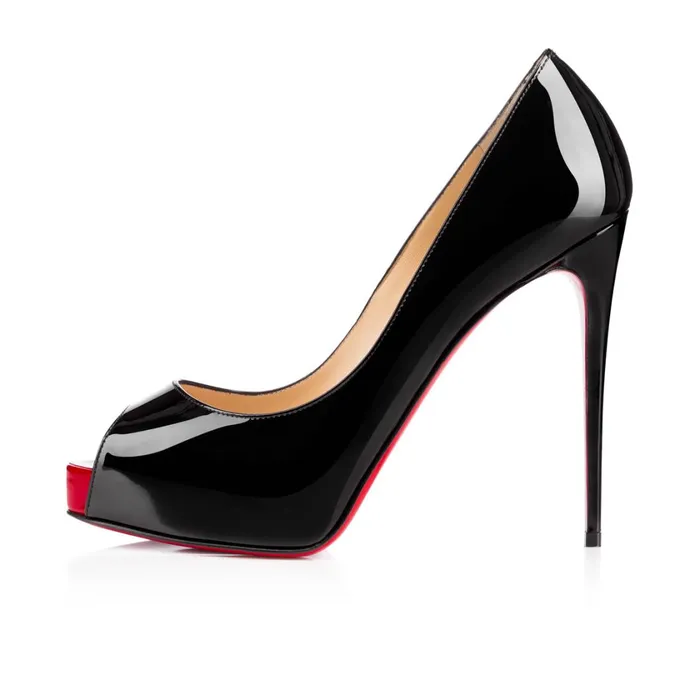 Women New Very Priv 120 Mm Open Toe Pumps 8211 Patent Calf 8211 Black Black Christian Louboutin Platforms
