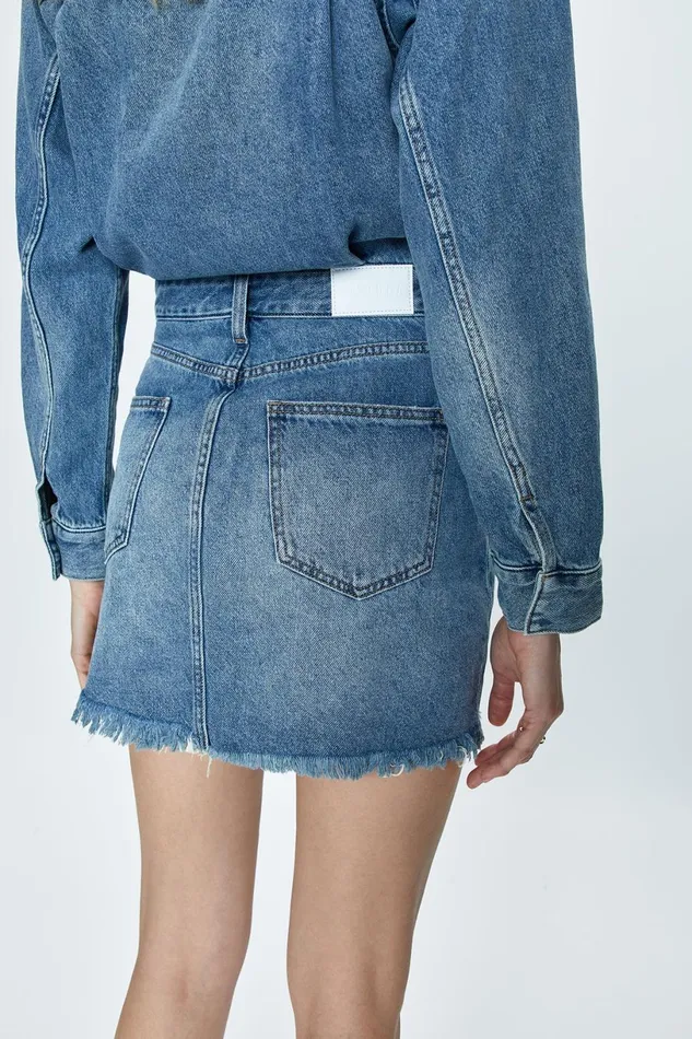 Women Nina Long Sleeve Mini Dress 8211 Cara Pistola Denim Denim