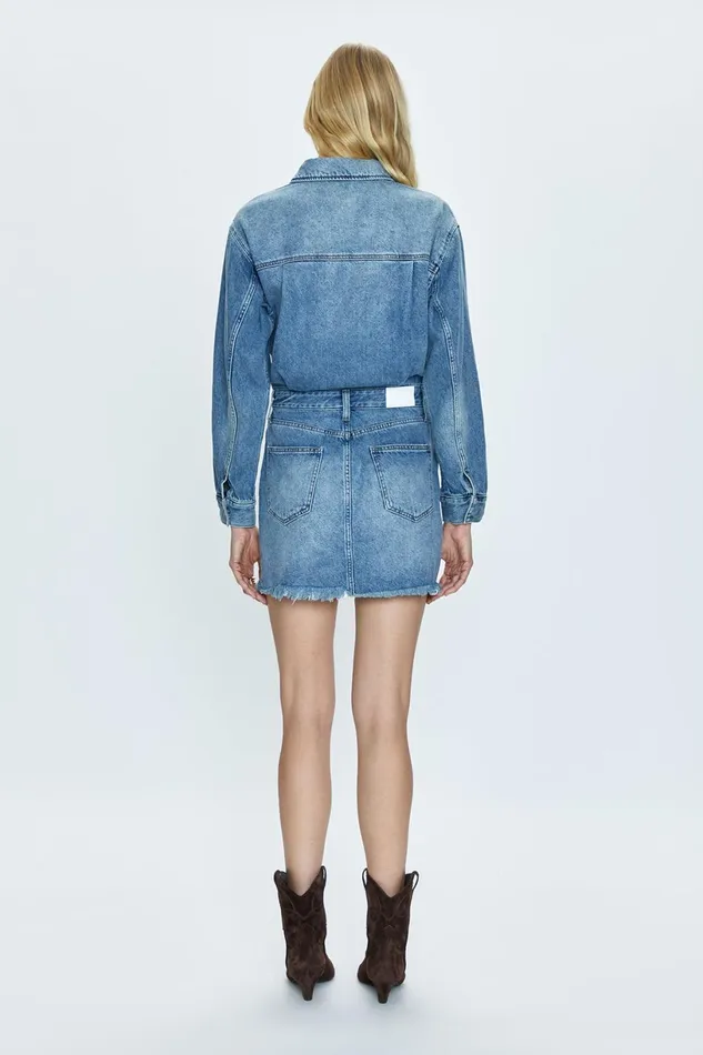 Women Nina Long Sleeve Mini Dress 8211 Cara Pistola Denim Denim