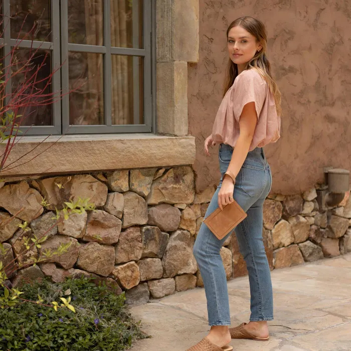 Women Nisolo Bags and Wallets GoTo Wristlet Clutch Almond