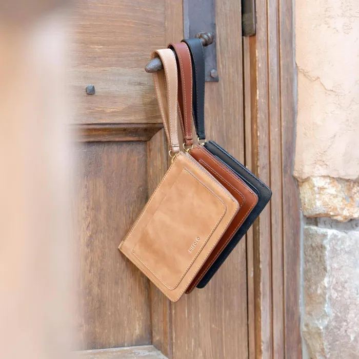 Women Nisolo Bags and Wallets GoTo Wristlet Clutch Almond