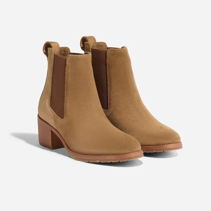 Women Nisolo Boots Ana GoTo Heeled Chelsea Boot Taupe Suede