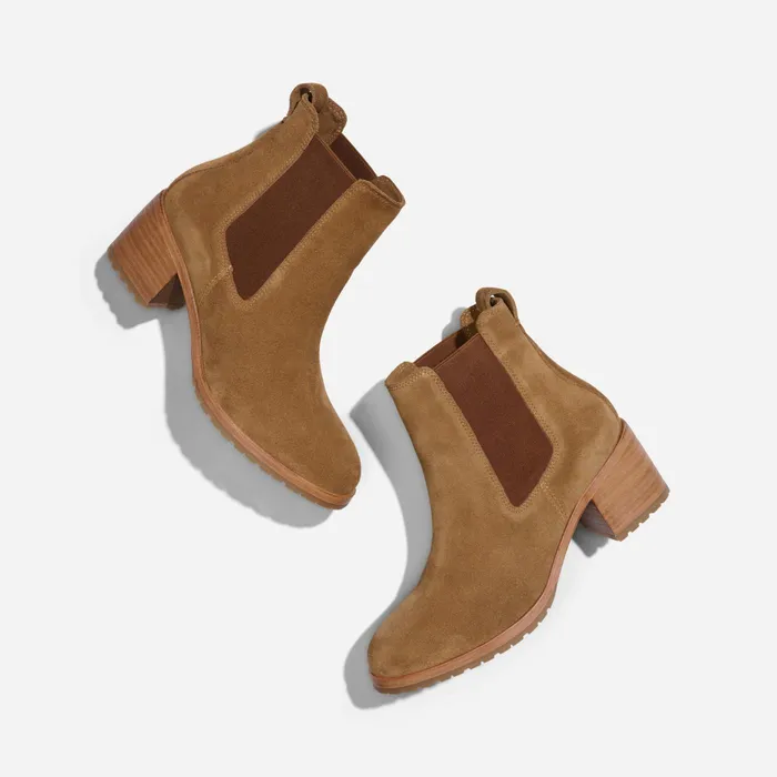 Women Nisolo Boots Ana GoTo Heeled Chelsea Boot Taupe Suede