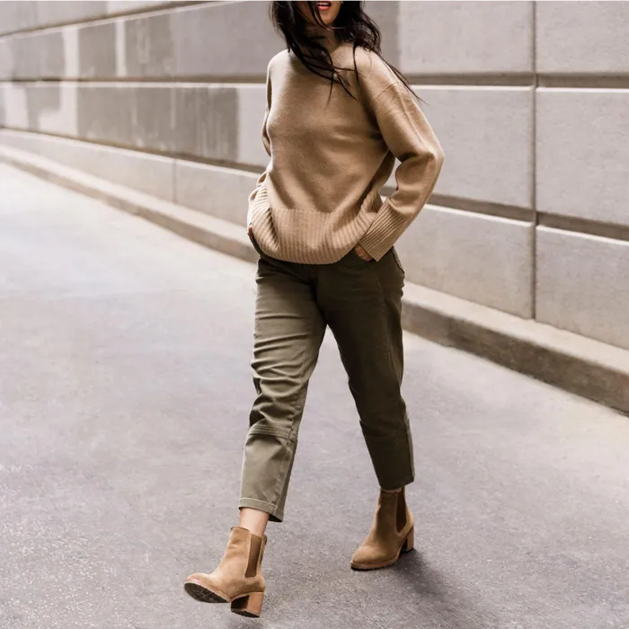 Women Nisolo Boots Ana GoTo Heeled Chelsea Boot Taupe Suede