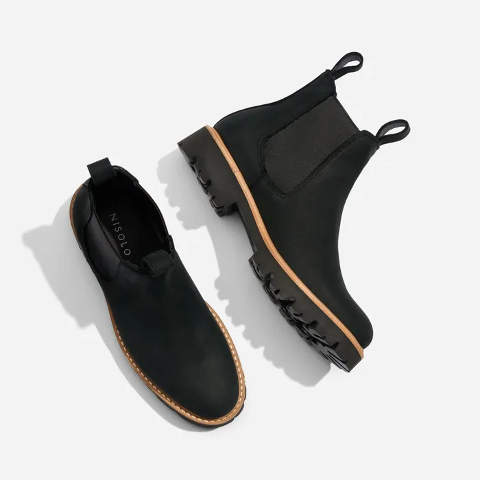Women Nisolo Boots GoTo Lug Chelsea Boot Black